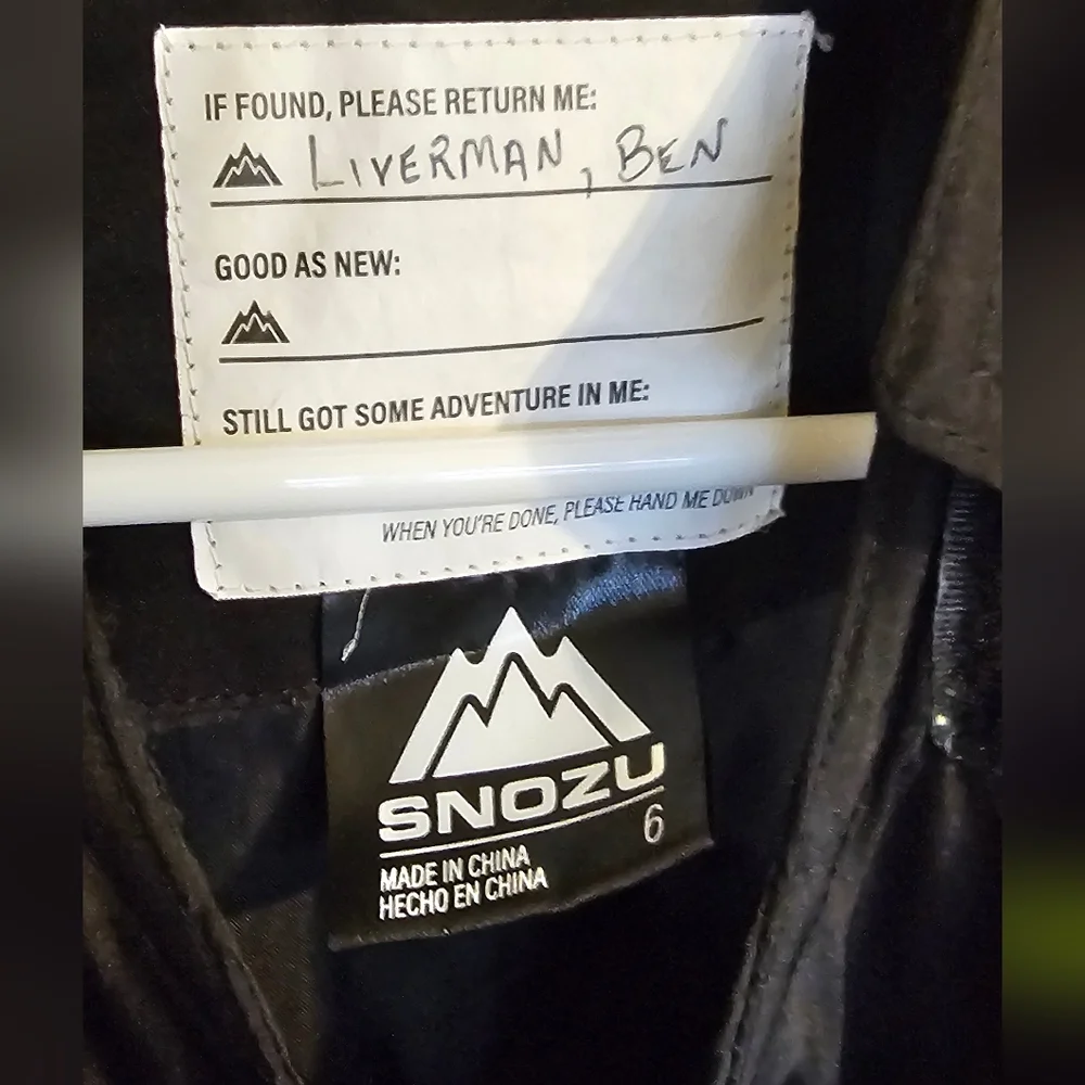Snozu Size 6 Unisex Snow Bibs Black In Color
